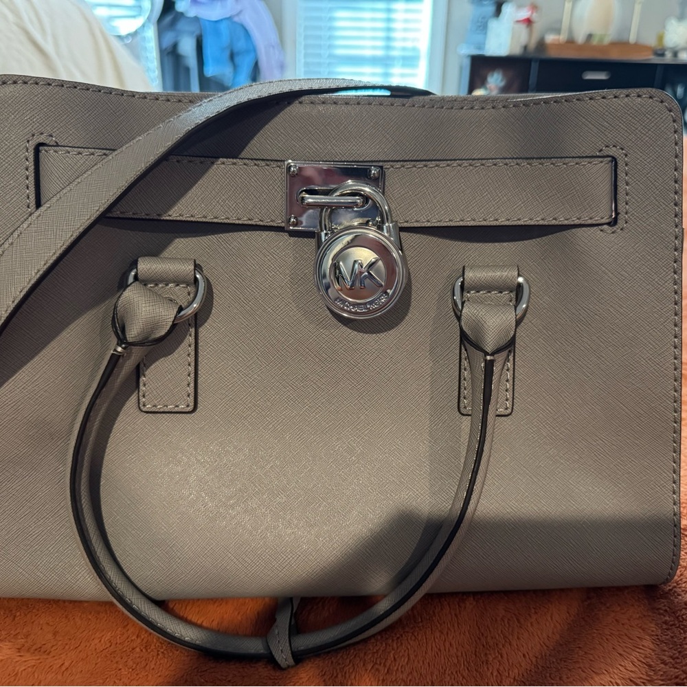 Michael Kors Gray Leather Tote Bag